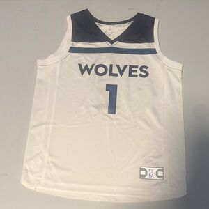 Fanatics White and Navy Wolves #1 Kids Jersey- Anthony Edwards - NWOT